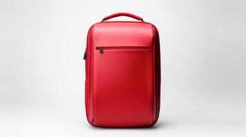 AI generated Red Rolling Backpack Bag isolated on white background with copy space for advertisement. AI Generated photo