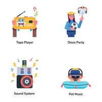 Bundle of Music and Entertainment Flat Icons vector