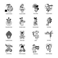 Collection of Shrove Tuesday Glyph Icons vector