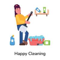 Trendy Happy Cleaning vector