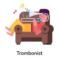 Trendy Trombonist Concepts vector