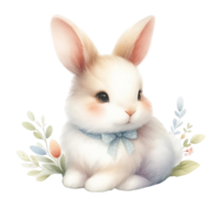 ai généré blanc lapin sur isolé arrière-plan, à la recherche duveteux et mignon. Pâques festival. l'eau Couleur produire par ai. png