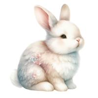 ai genererad vit kanin i isolerat miljö. påsk festival. vatten Färg generera förbi ai. png