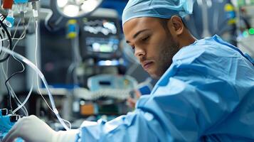 AI generated Biomedical engineer working on a life-saving medical device photo