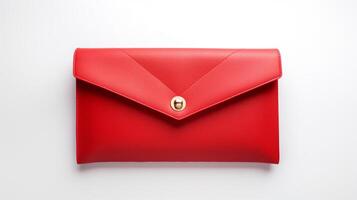 AI generated Red Envelope Clutch Bag isolated on white background with copy space for advertisement. AI Generated photo