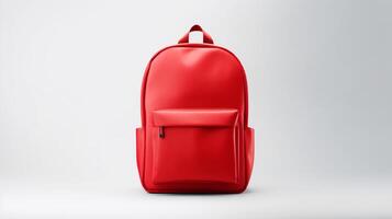 ai generado rojo Moda mochila bolso aislado en blanco antecedentes con Copiar espacio para anuncio publicitario. ai generado foto