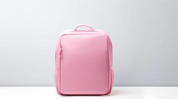 AI generated Pink Rolling Backpack Bag isolated on white background with copy space for advertisement. AI Generated photo