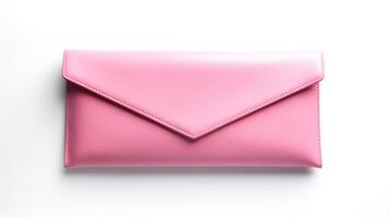 AI generated Pink Foldover Clutch Bag isolated on white background with copy space for advertisement. AI Generated photo