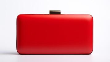 AI generated Red Box Clutch Bag isolated on white background with copy space for advertisement. AI Generated photo