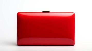 AI generated Red Box Clutch Bag isolated on white background with copy space for advertisement. AI Generated photo