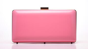 AI generated Pink Frame Clutch Bag isolated on white background with copy space for advertisement. AI Generated photo