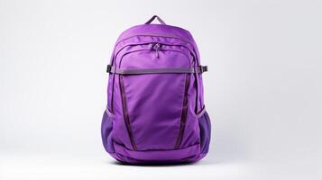 AI generated Purple Rolling Backpack Bag isolated on white background with copy space for advertisement. AI Generated photo