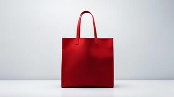 AI generated Red Tote Bag isolated on white background with copy space for advertisement. AI Generated photo