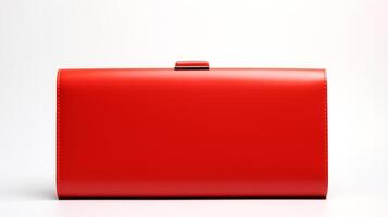 AI generated Red Hardcase Clutch Bag isolated on white background with copy space for advertisement. AI Generated photo