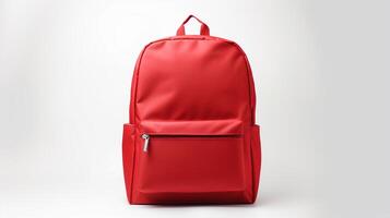 AI generated Red School Backpack Bag isolated on white background with copy space for advertisement. AI Generated photo