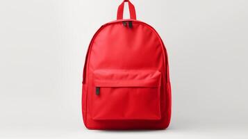 AI generated Red School Backpack Bag isolated on white background with copy space for advertisement. AI Generated photo