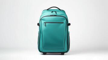 AI generated Teal Rolling Backpack Bag isolated on white background with copy space for advertisement. AI Generated photo