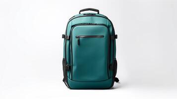 AI generated Teal Rolling Backpack Bag isolated on white background with copy space for advertisement. AI Generated photo