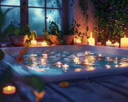 AI generated Candlelit bath soothing and sleepy photo