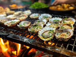 AI generated Jeju Island seafood fresh catch grilled abalone local specialty photo