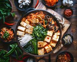 AI generated Korean vegan feast tofu photo