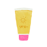 une tube de crème solaire crème avec une smiley visage sur il png