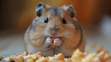 AI generated Chubby hamster stuffing cheeks photo