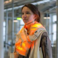 AI generated Textile engineer with fabric of the future photo