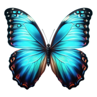 AI generated Eye catching Morpho butterfly isolated on wings spread, close-up macro png