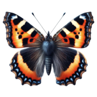 ai generiert tolle klein Schildpatt Schmetterling isoliert auf Flügel Ausbreitung, Nahansicht Makro png