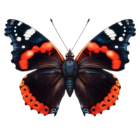 AI generated Stunning Red Admiral butterfly isolated on wings spread, close-up macro png