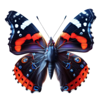 ai gegenereerd aantrekkelijk rood admiraal vlinder geïsoleerd Aan Vleugels verspreiding, detailopname macro png