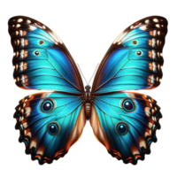 AI generated Stunning Morpho butterfly isolated on wings spread, close up macro png