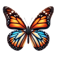 ai gegenereerd mooi monarch vlinder geïsoleerd Aan Vleugels verspreiding, detailopname macro png