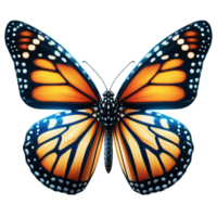 AI generated Stunning Monarch Chrysippus butterfly isolated on wings spread, close-up macro png