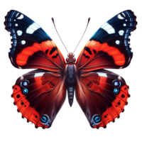 AI generated Beautiful Red Admiral butterfly isolated on wings spread, close-up macro png