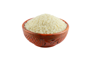 White rice in a clay bowl isolated on a transparent background png