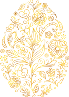 Pâques Oeuf décoré avec fleurs avec or déjouer effet png