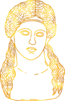 Greek God Dionis in doodle style with gold foil effect. png