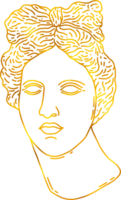 Greek God Apollo in doodle style with gold foil effect. png