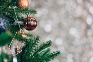 Christmas tree with New Year decorations on it photo