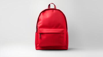 AI generated Red Daypack Bag isolated on white background with copy space for advertisement. AI Generated photo