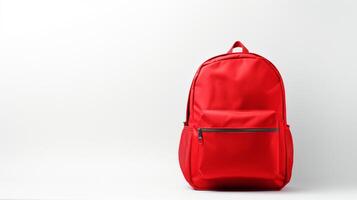 ai generado rojo ciclismo mochila bolso aislado en blanco antecedentes con Copiar espacio para anuncio publicitario. ai generado foto