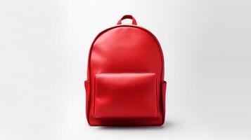 AI generated Red Fashion Backpack Bag isolated on white background with copy space for advertisement. AI Generated photo