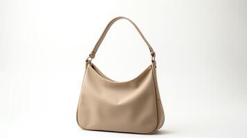 AI generated Taupe Hobo Bag isolated on white background with copy space for advertisement. AI Generated photo