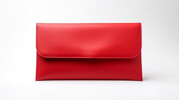 AI generated Red Foldover Clutch Bag isolated on white background with copy space for advertisement. AI Generated photo