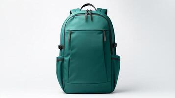 AI generated Teal Travel Backpack Bag isolated on white background with copy space for advertisement. AI Generated photo