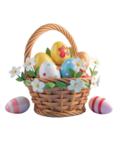 AI generated illustration 3d basket of egg for celebrate easter ai generated png