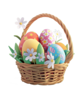 ai generiert Illustration 3d Korb von Ei zum feiern Ostern ai generiert png