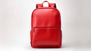 AI generated Red Fashion Backpack Bag isolated on white background with copy space for advertisement. AI Generated photo